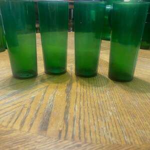 Set of 4 Vintage Anchor Hocking Forest Green 15 oz Tumblers